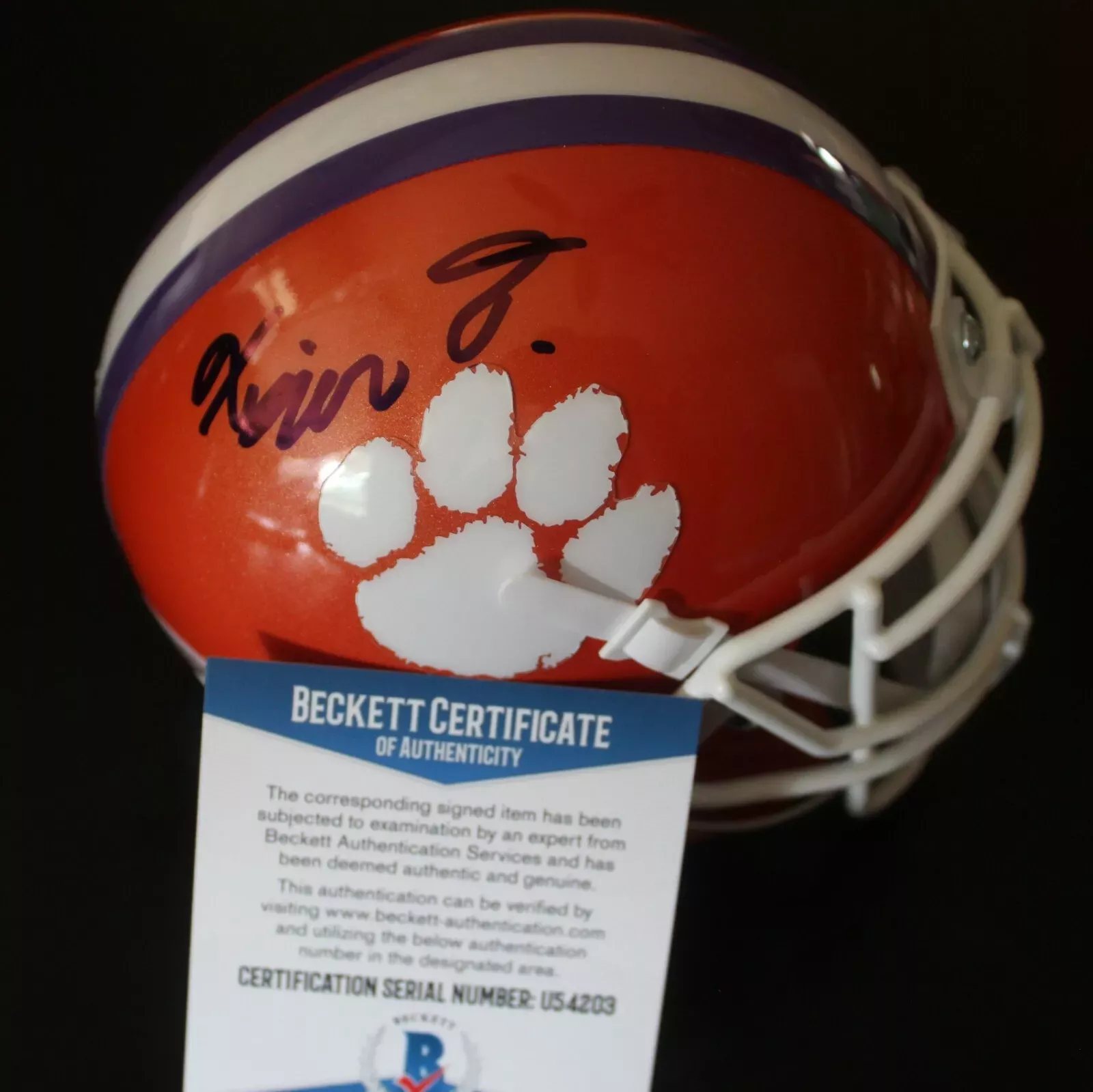 Xavier Thomas Signed Clemson Tigers Mini Football Helmet w/Beckett COA U54203 Collectible Memorabilia