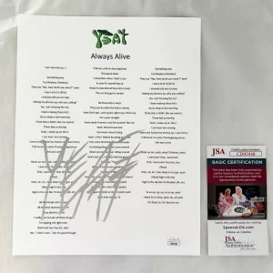 Yeat Signed Lyric Sheet JSA 1 COA
