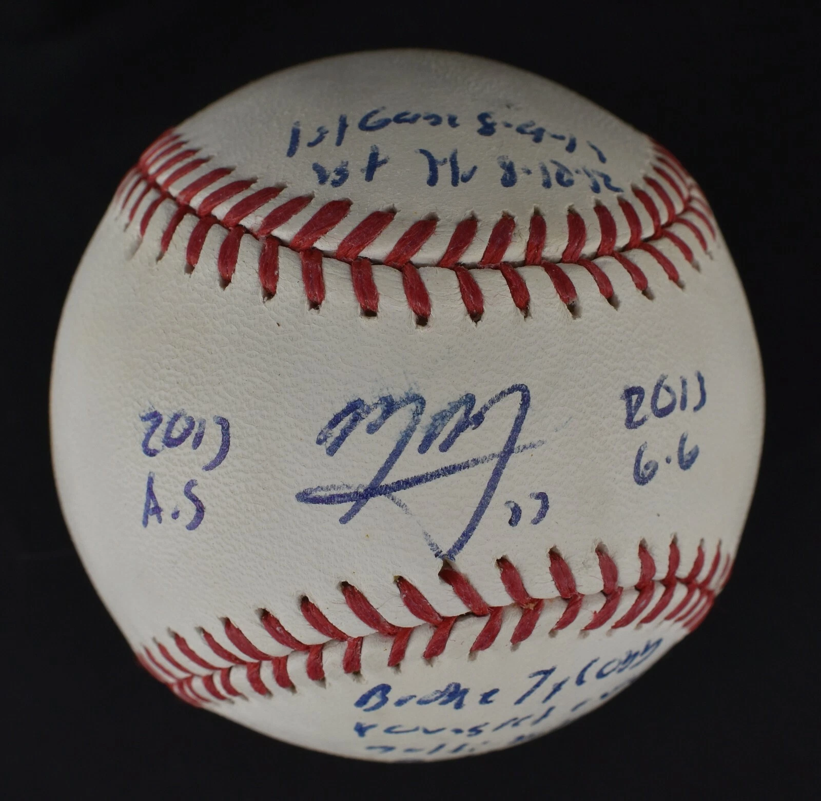 Beautiful Manny Machado Signed Heavily Inscribed STAT Baseball MLB Authentic