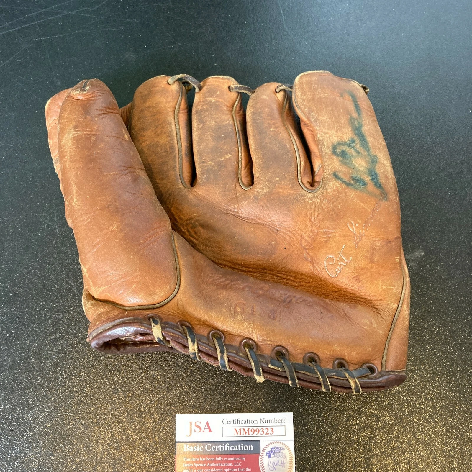 Curt Simmons Signed 1950's Game Model Baseball Glove With JSA COA