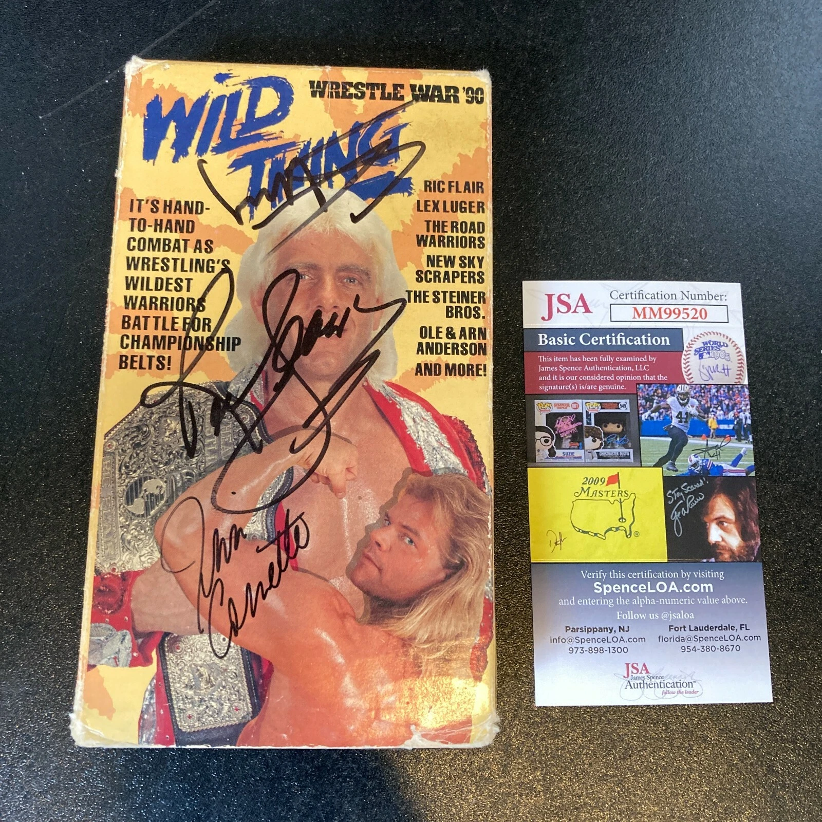 RIC FLAIR, STING & JIM CORNETTE SIGNED AUTOGRAPHED WWF VHS MOVIE JSA COA COLLECTIBLE MEMORABILIA