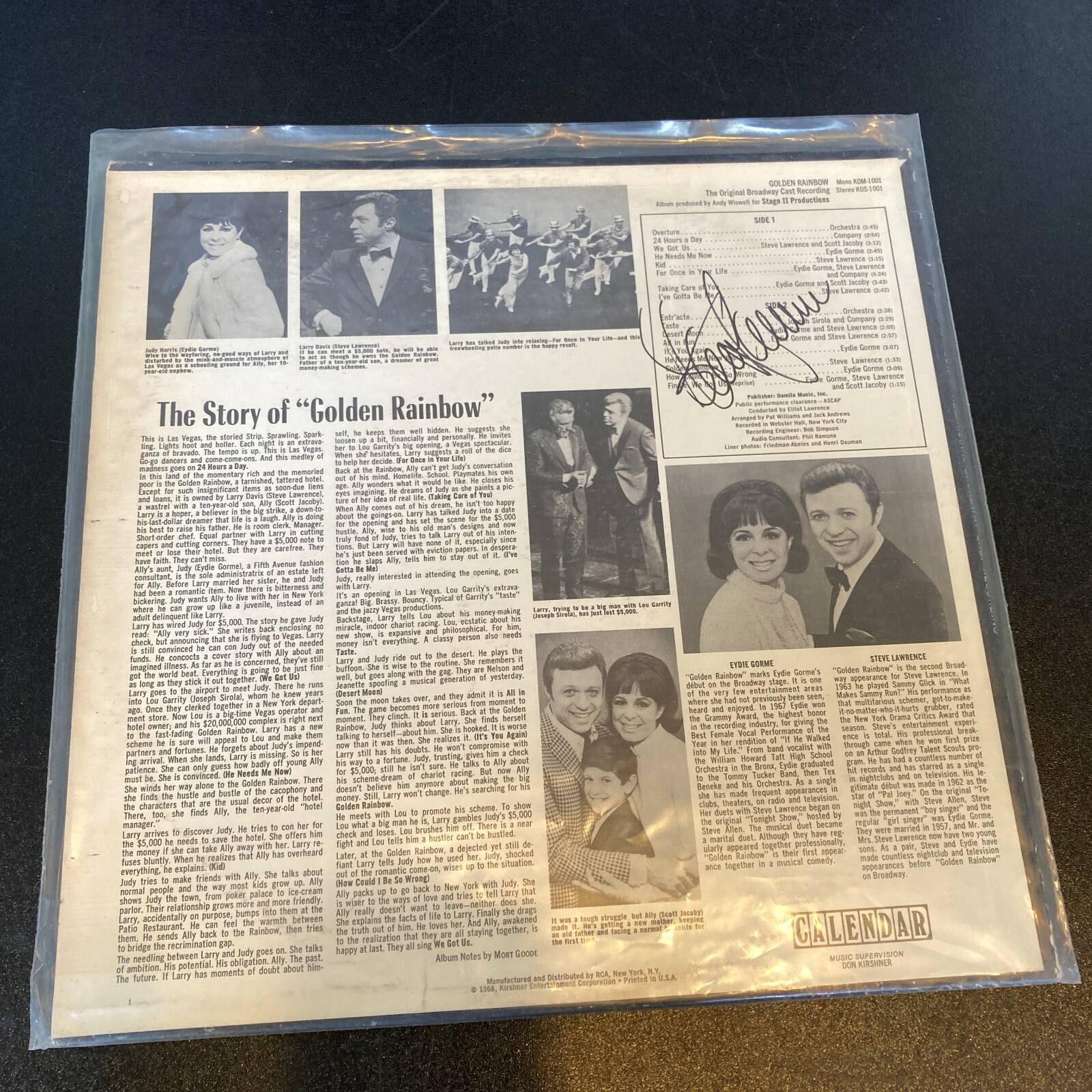 Steve Lawrence Signed Autographed Vintage LP Record