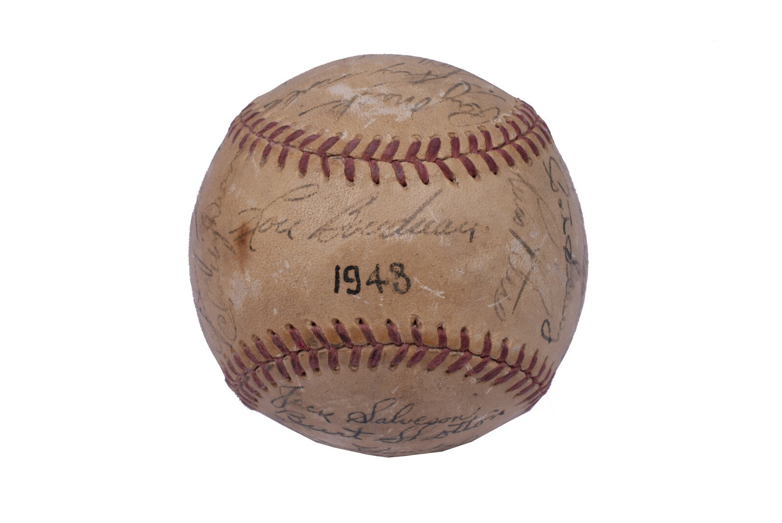 1948 CLEVELAND INDIANS WORLD SERIES CHAMPS TEAM SIGNED BASEBALL BECKETT COA COLLECTIBLE MEMORABILIA