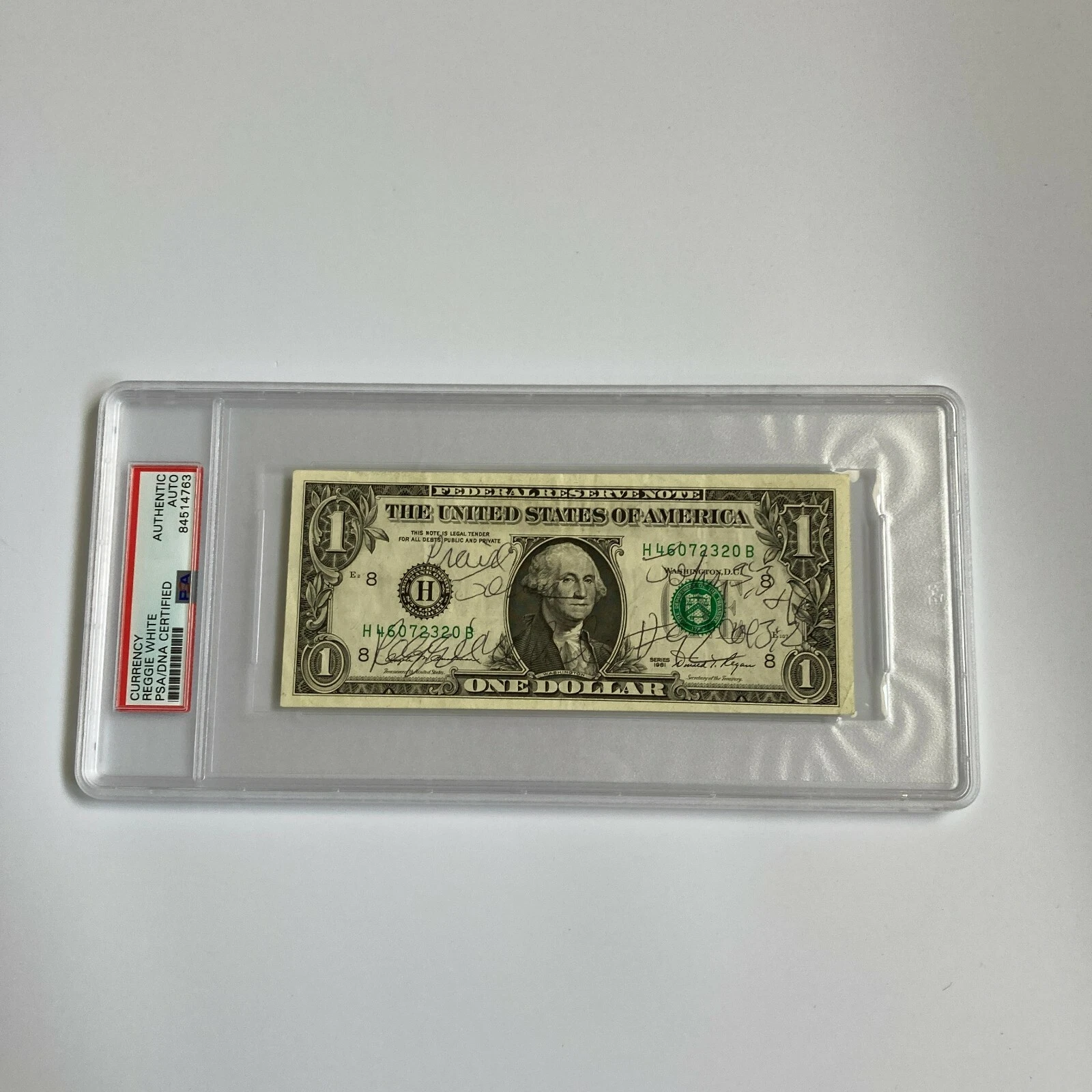 Reggie White Signed Autographed $1 One Dollar Bill PSA DNA COA NFL