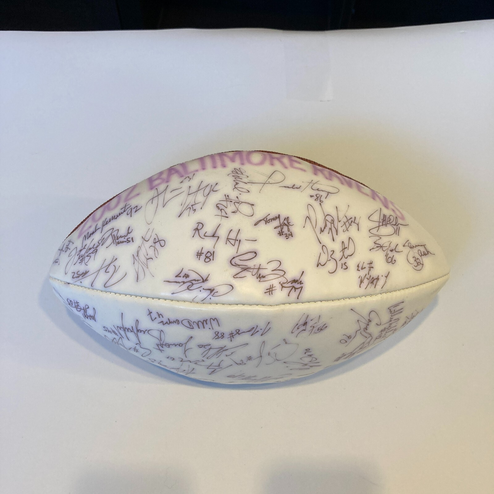 2002 Baltimore Ravens Team Signed Wilson NFL Football JSA COA #1