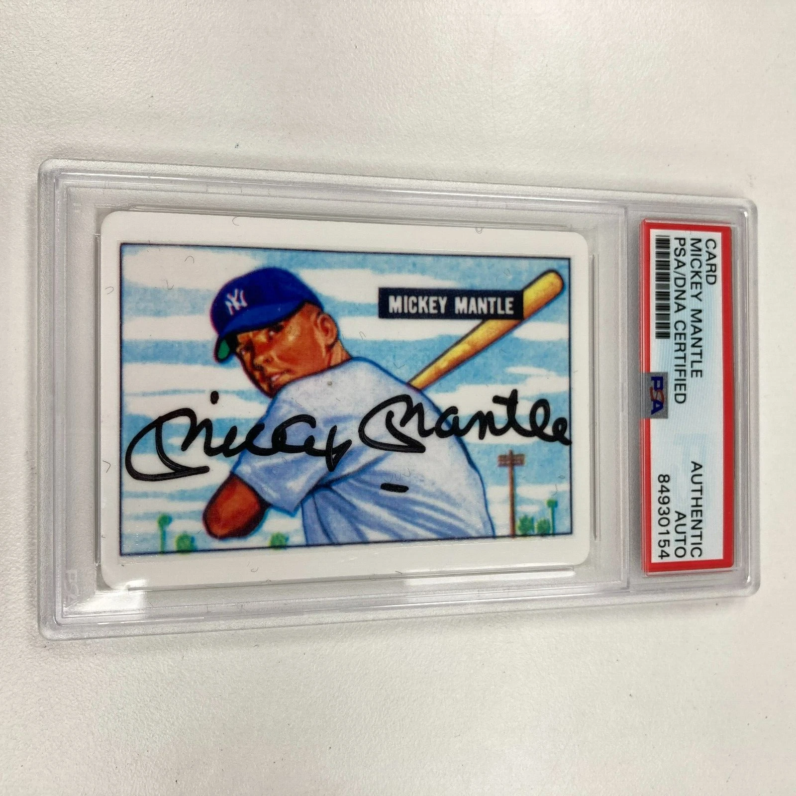 1951 BOWMAN MICKEY MANTLE SIGNED PORCELAIN BASEBALL CARD RC PSA DNA CERTIFIED COLLECTIBLE MEMORABILIA