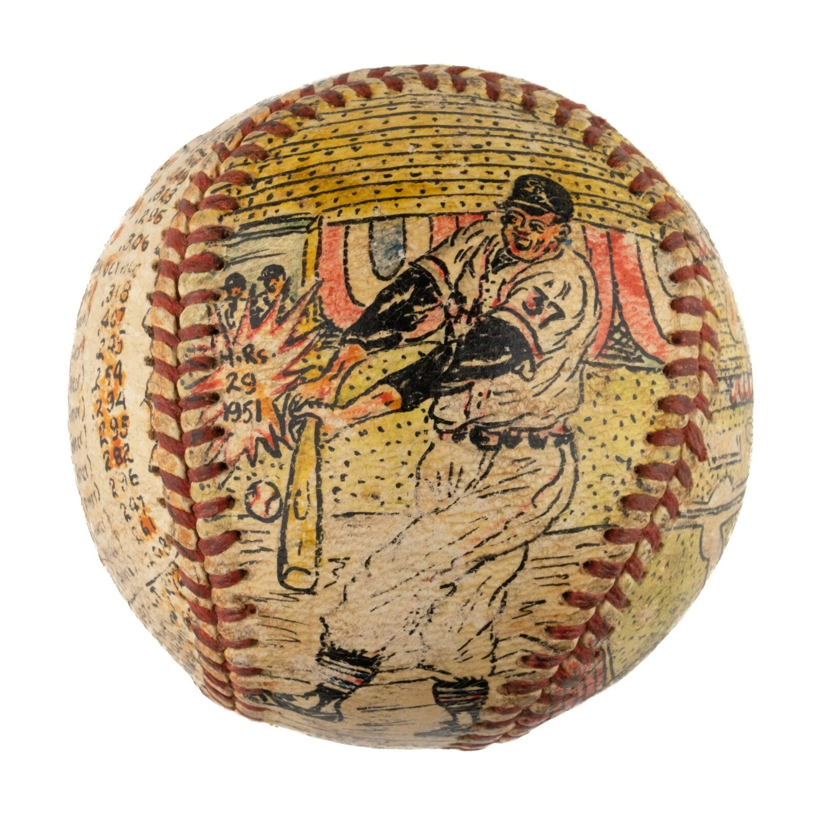 Beautiful Eddie Robinson Hand Painted George Sosnak Folk Art Signed Baseball