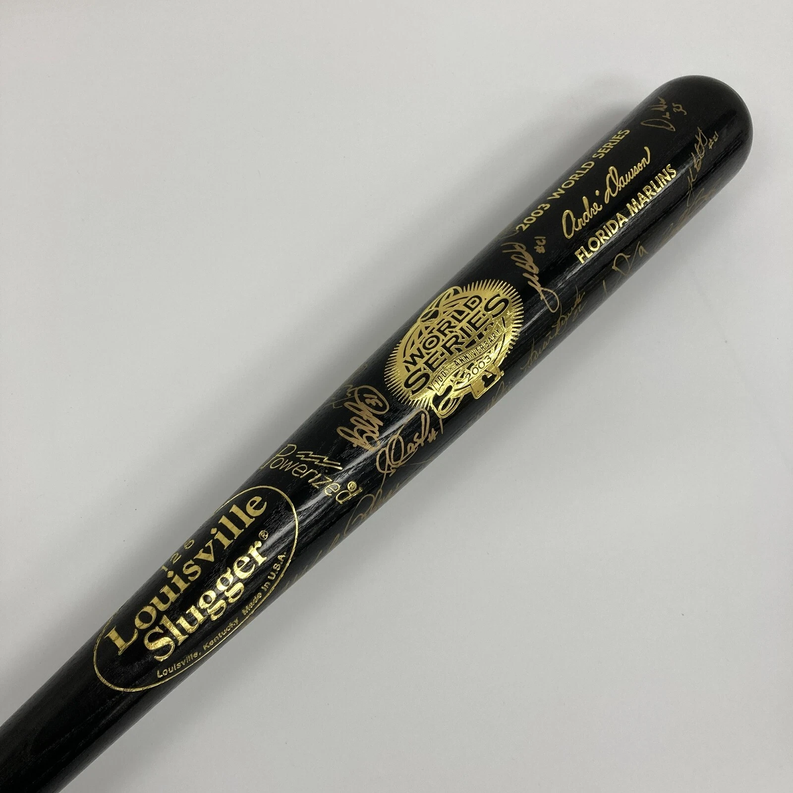 2003 Florida Marlins World Series Champs Team Signed W.S. Bat JSA & Fanatics LOA