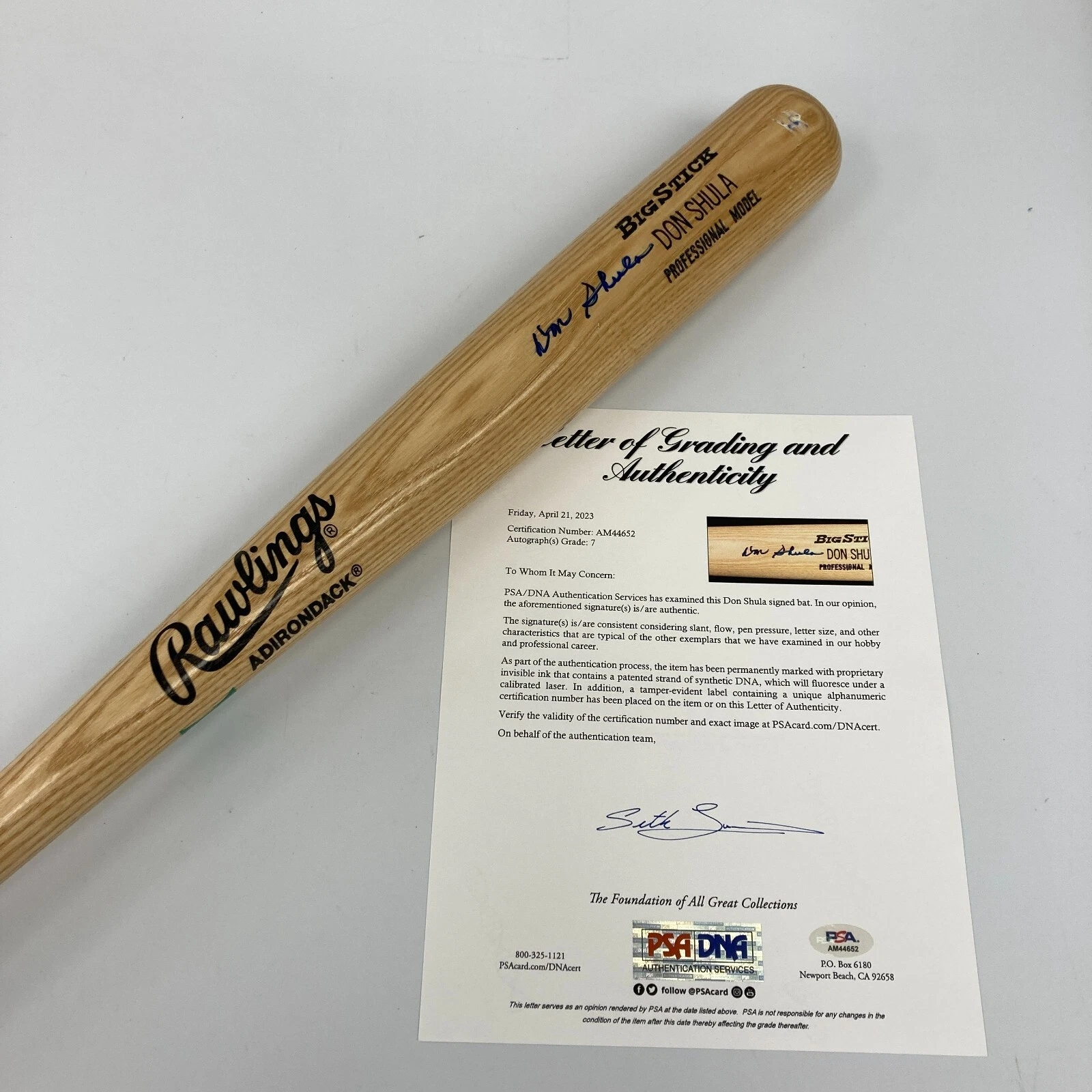 Don Shula Signed Game Model Louisville Slugger Baseball Bat PSA DNA COA