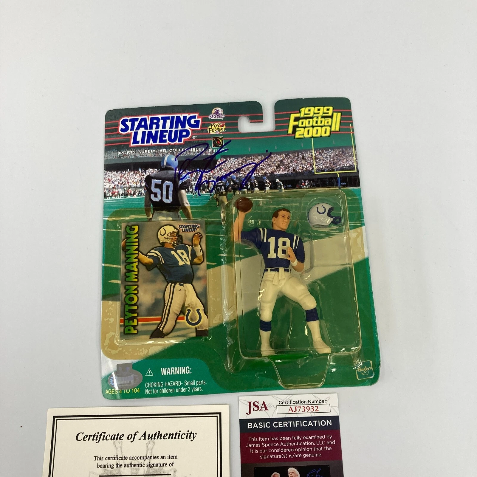 Peyton Manning Signed 1999 Starting Lineup SLU JSA COA