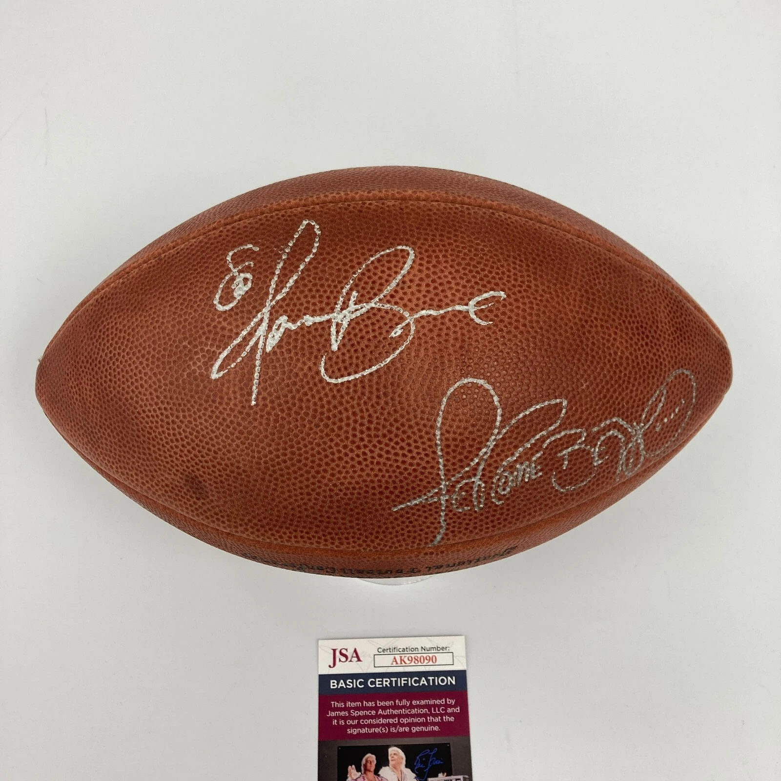 Jerome Bettis & Isaac Bruce Signed NFL Wilson Game Football JSA COA
