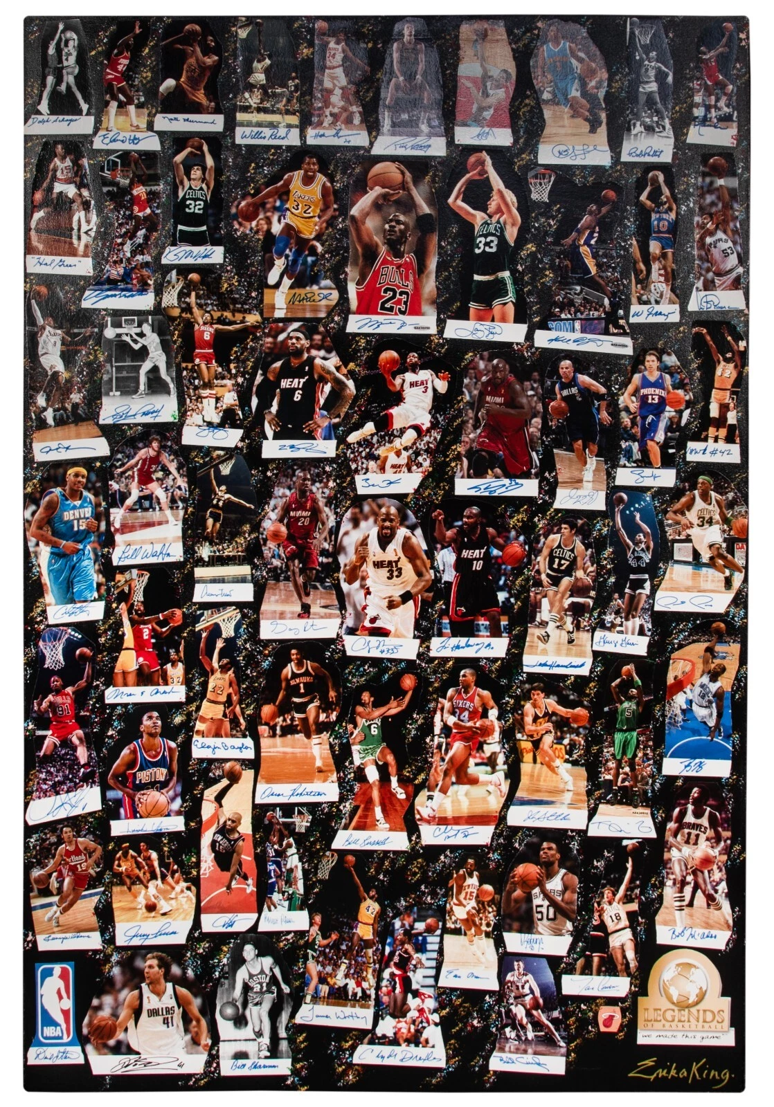 Michael Jordan Kobe Bryant LeBron James Signed Legends Of The Game Art 1/1