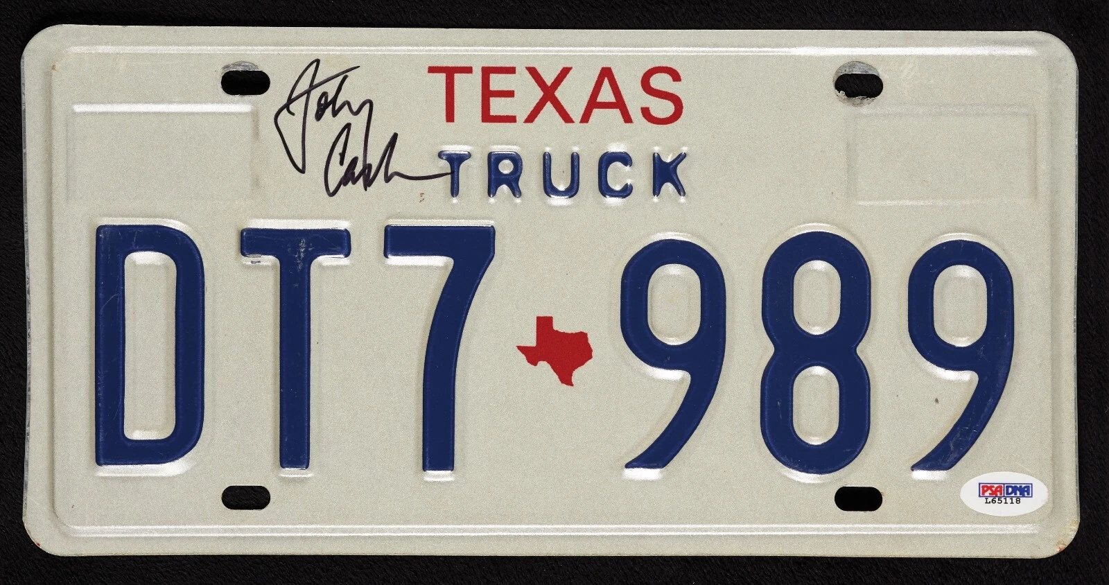 Johnny Cash Signed Autographed Texas License Plate PSA DNA COA