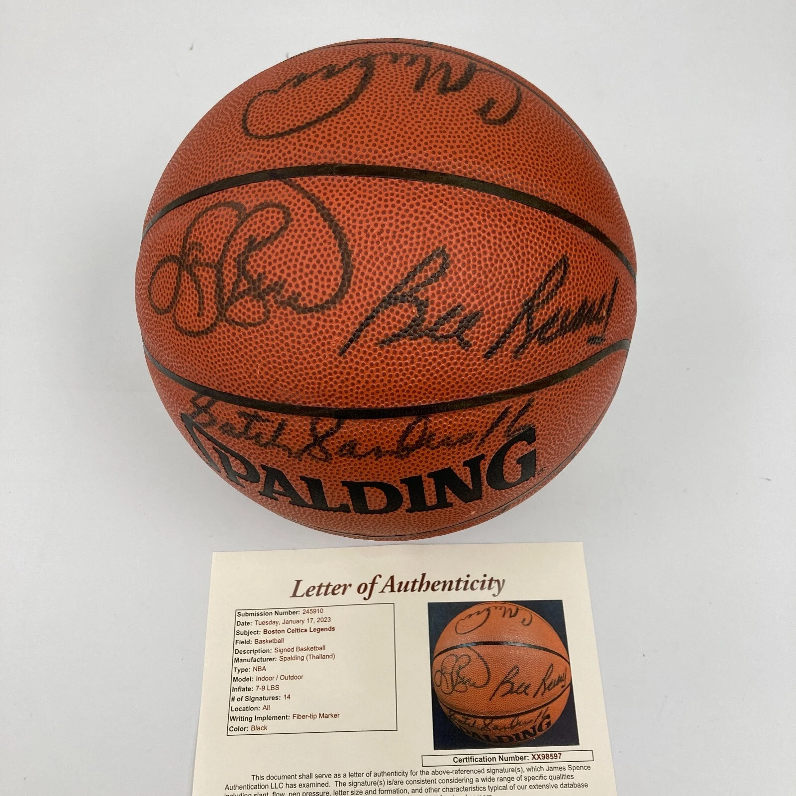 Bill Russell Larry Bird Boston Celtics HOF Legends Signed Basketball 14 Sigs JSA