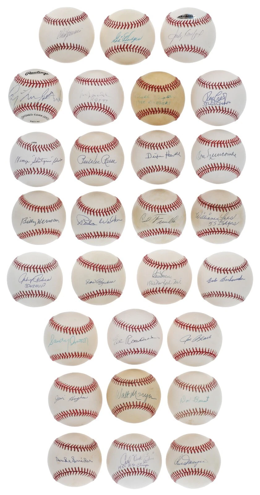 1955 Brooklyn Dodgers W.S. Team Signed Baseball Collection 29 Balls PSA JSA COA