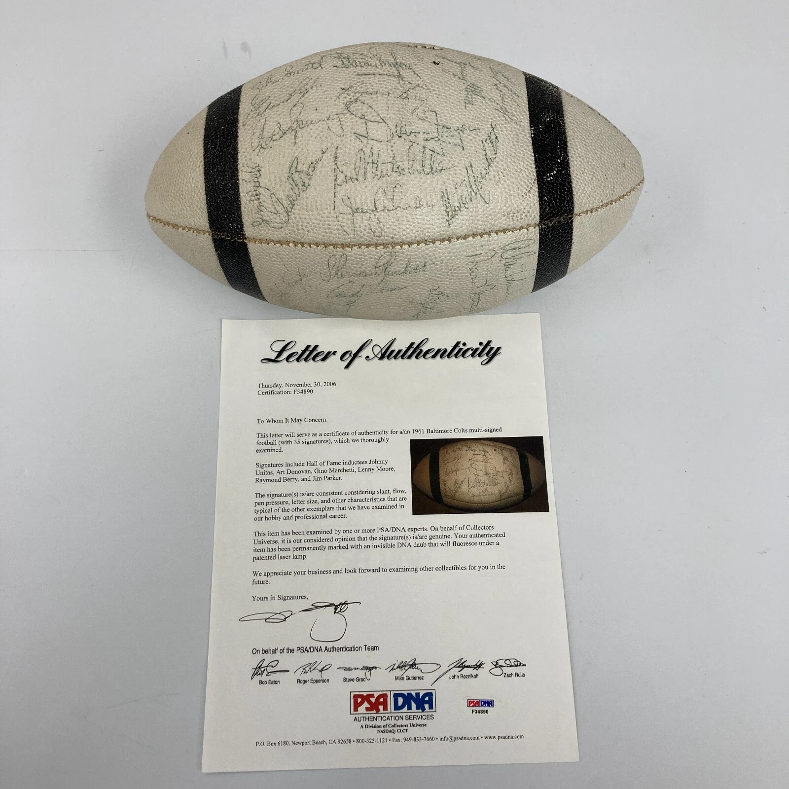 Johnny Unitas 1961 Baltimore Colts Team Signed Spalding Football PSA DNA COA