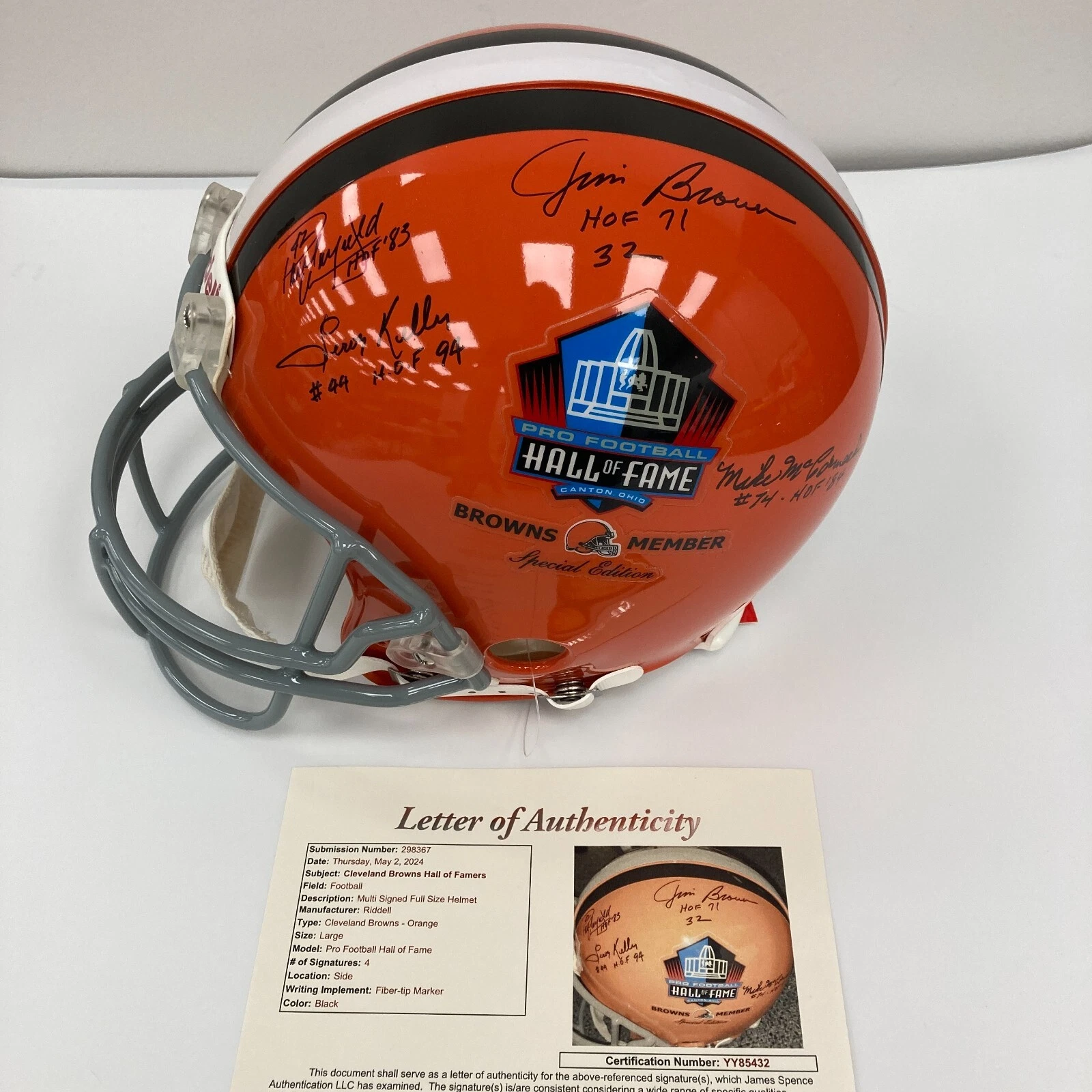 Jim Brown Cleveland Browns Hall Of Fame Legends Signed Full Size Helmet JSA COA