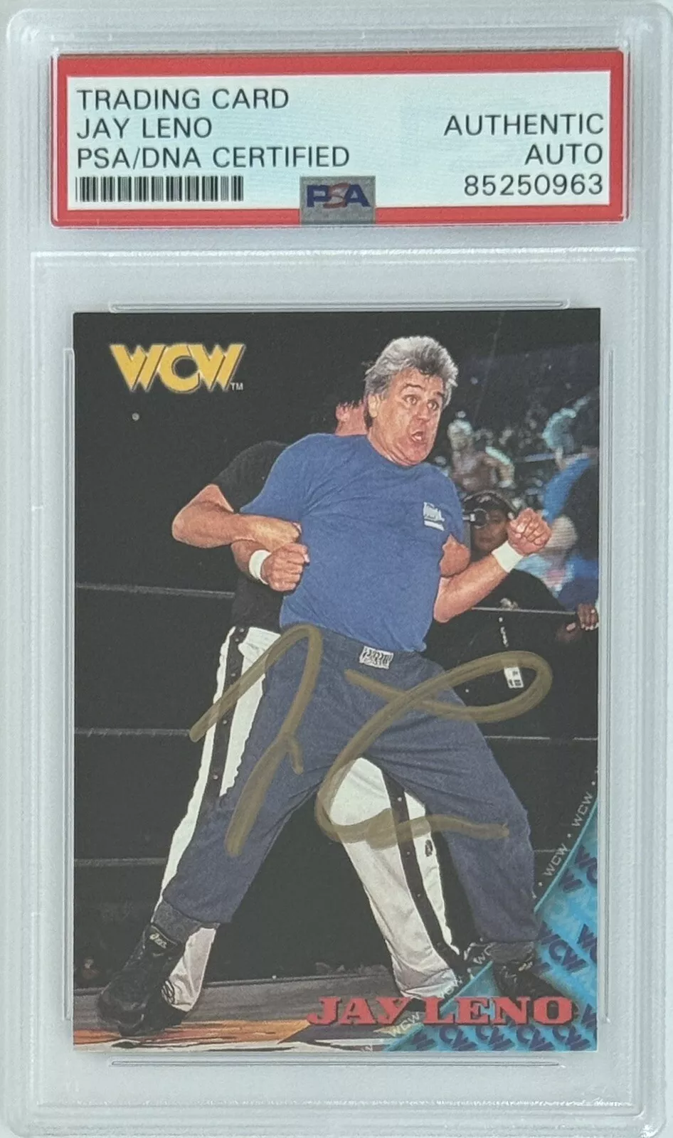 1998 Topps WCW Jay Leno SIGNED The Tonight Show Autographed PSA DNA Certified