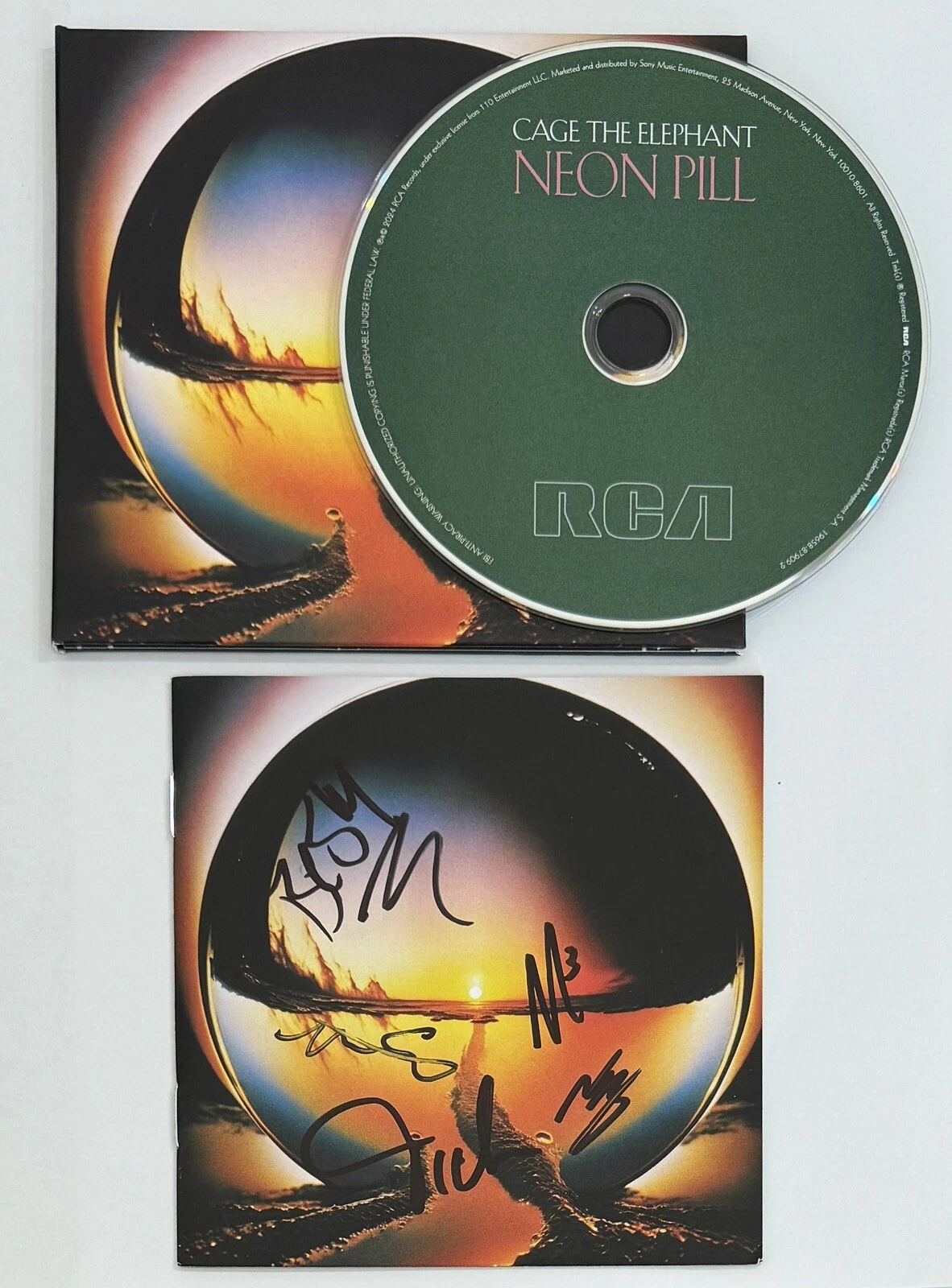 ENTIRE BAND AUTOGRAPH SIGNED Cage The Elephant Neon Pill CD Book Beckett BAS COA