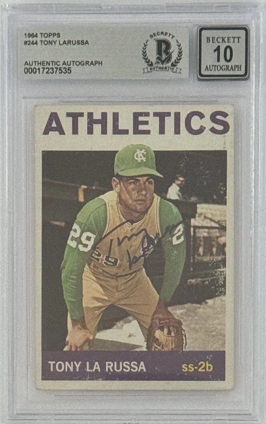 1964 Topps Tony LaRussa HOF Signed Rookie RC Card BAS GEM MINT 10 Autographed