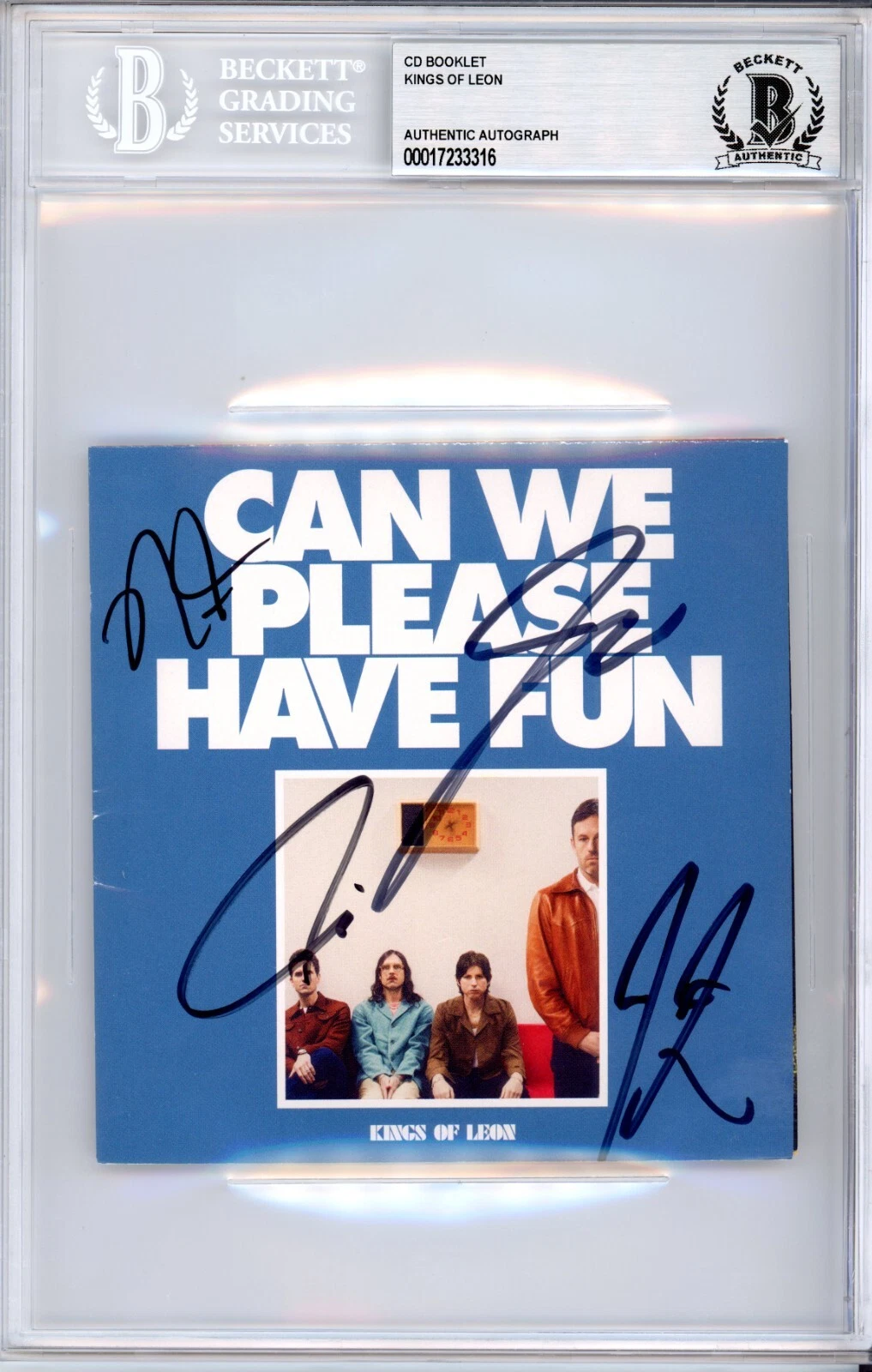 SIGNED Kings Of Leon CD Cover Can We Please Have Fun Beckett BAS COA Autographed