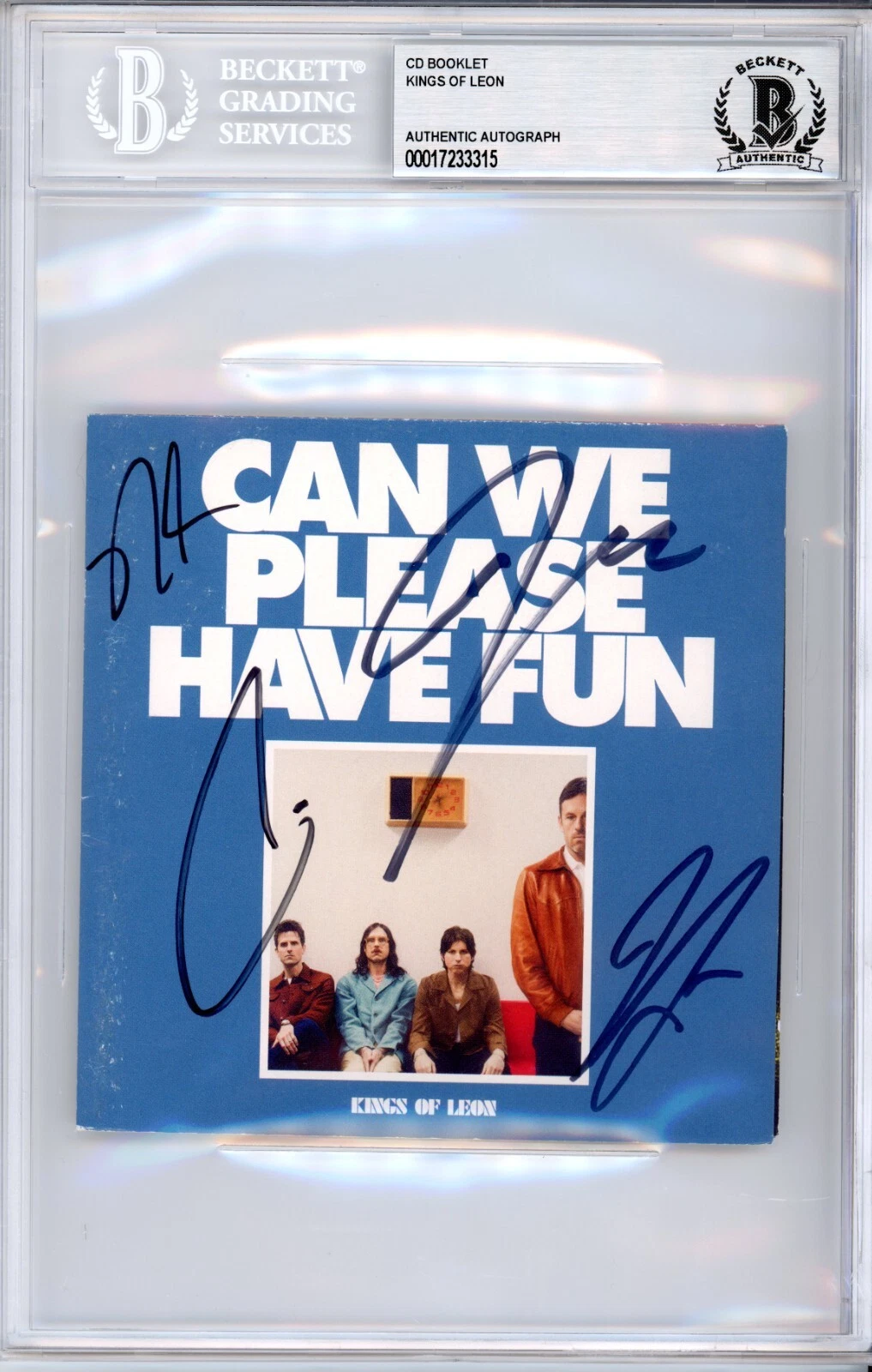 SIGNED Kings Of Leon CD Cover Can We Please Have Fun Beckett BAS COA Autograph