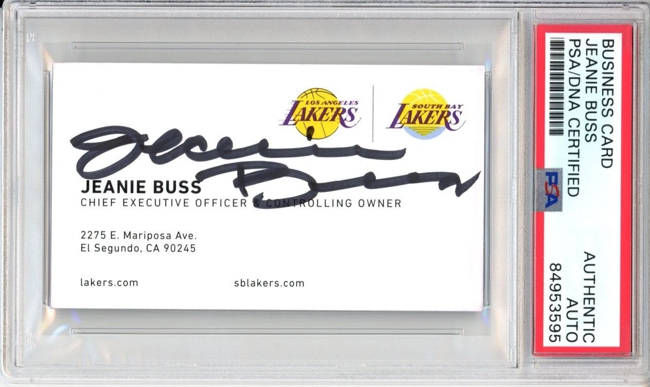 JEANIE BUSS LA LOS ANGELES LAKERS CEO OWNER SIGNED BUSINESS CARD PSA DNA COA