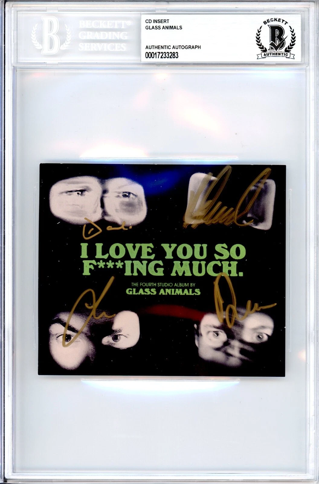 SIGNED Glass Animals I Love You So Much Cover Album Art Card Beckett BAS COA