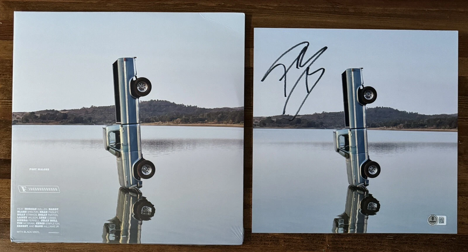 SIGNED Post Malone Cover Picture Art Card & F1 Trillion Vinyl LP BAS Beckett COA