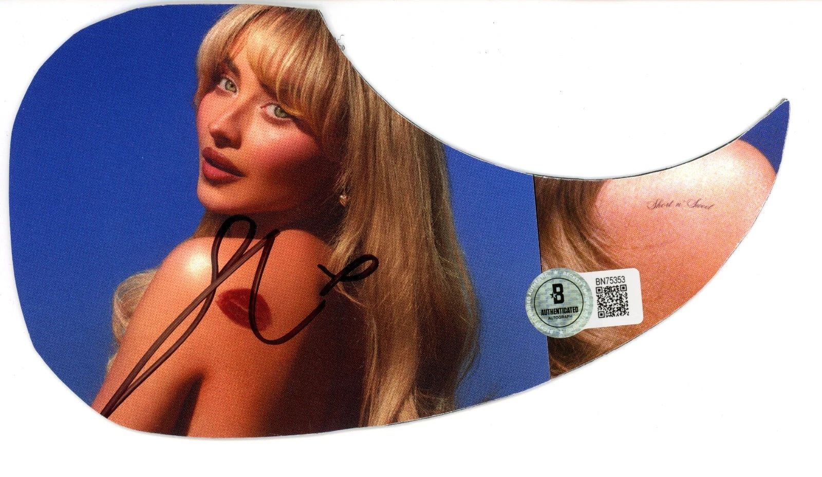 SABRINA CARPENTER SIGNED GUITAR PICK GUARD BAS BECKETT COA AUTOGRAPH PICKGUARD