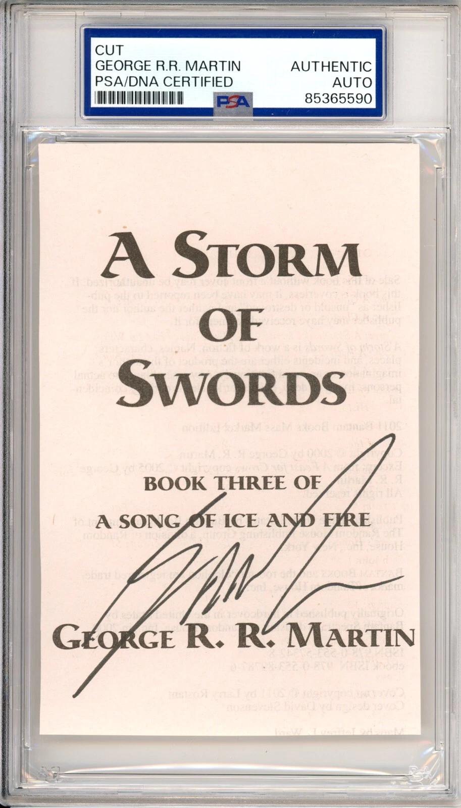 GEORGE RR MARTIN SIGNED GAME OF THRONES A STORM OF SWORDS AUTOGRAPH PSA DNA COA