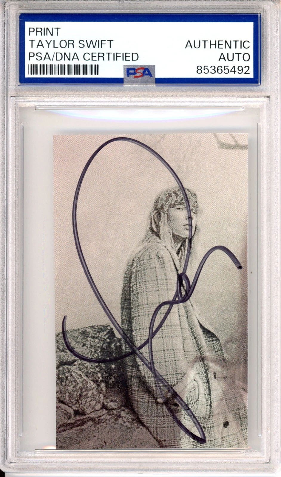 Signed TAYLOR SWIFT Black & White Evermore Picture Autographed Cut PSA DNA COA
