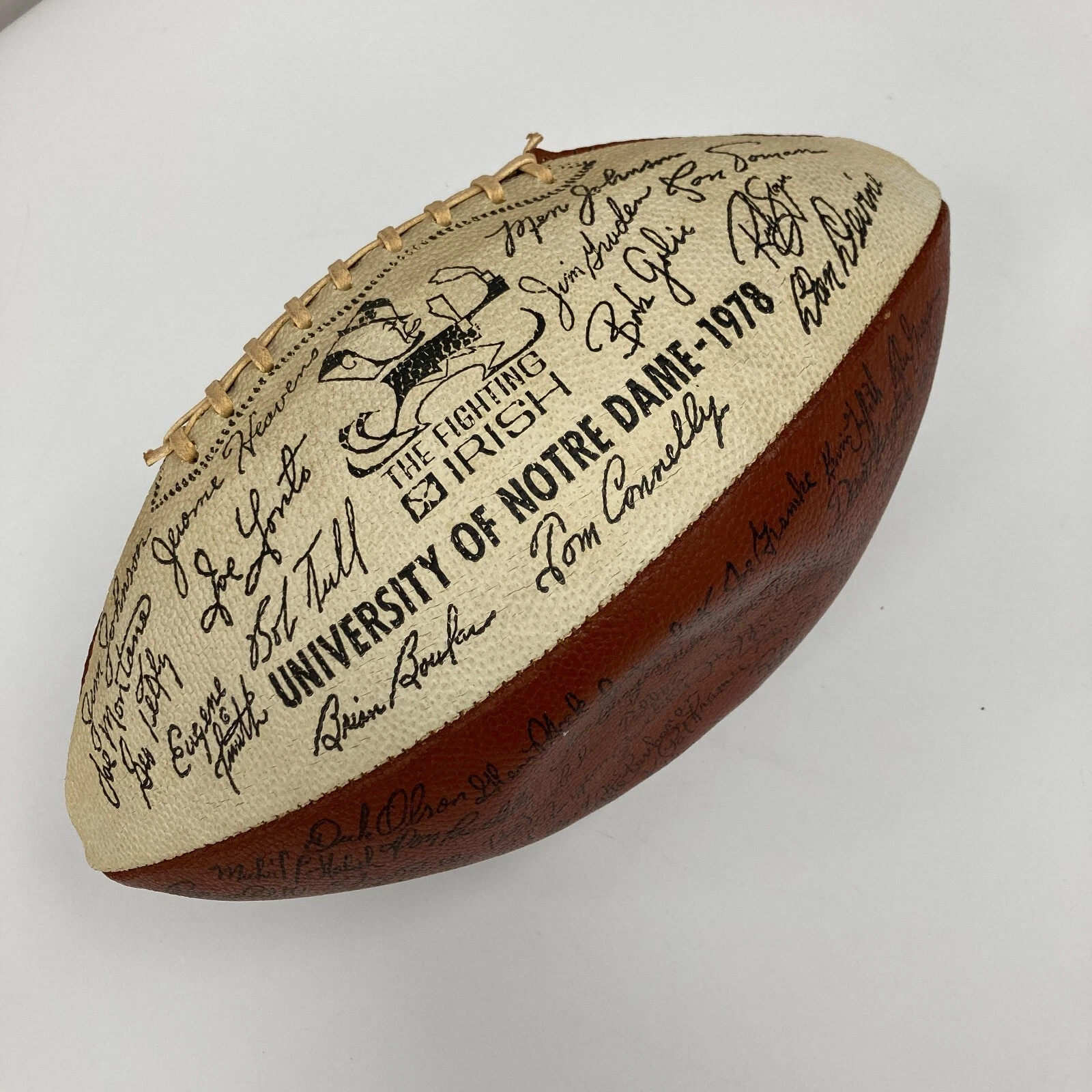 1978 UNIVERSITY OF NOTRE DAME FIGHTING IRISH FACSIMILE TEAM SIGNED FOOTBALL COLLECTIBLE MEMORABILIA