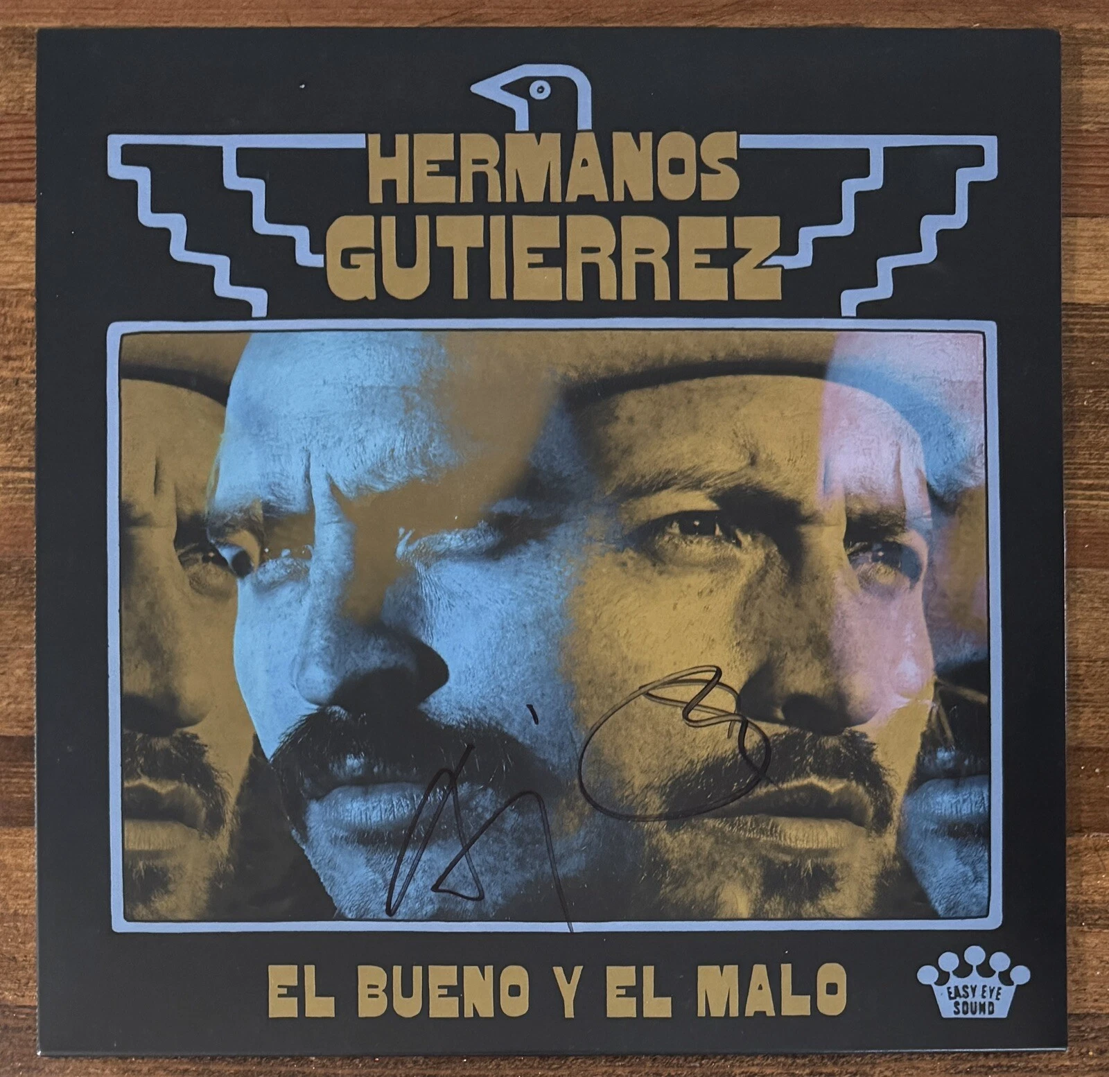 Hermanos Gutierrez SIGNED ALBUM COVER El Bueno Y El Malo Vinyl BAS Beckett COA