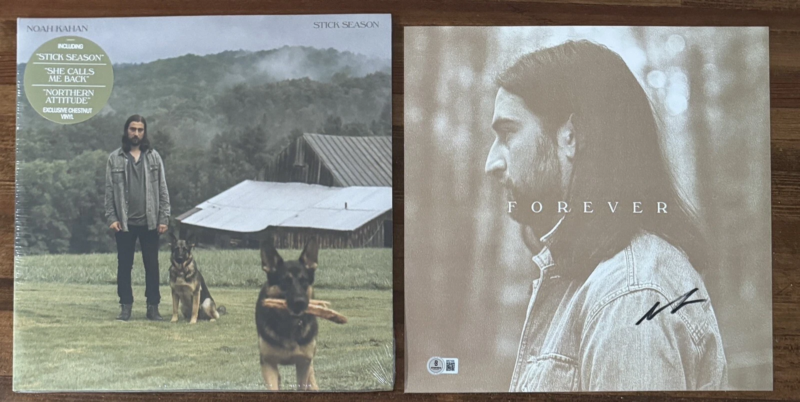 Noah Kahan Stick Season RARE Chestnut Vinyl & SIGNED Art Card Beckett BAS COA