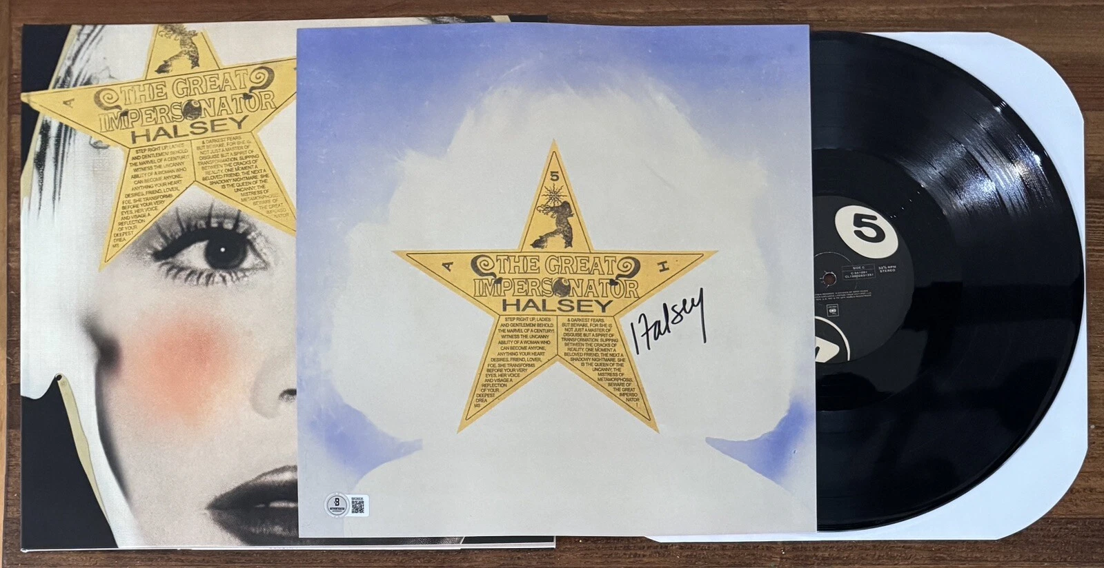 Halsey The Great Impersonator Vinyl & SIGNED Art Card Autograph Beckett BAS COA