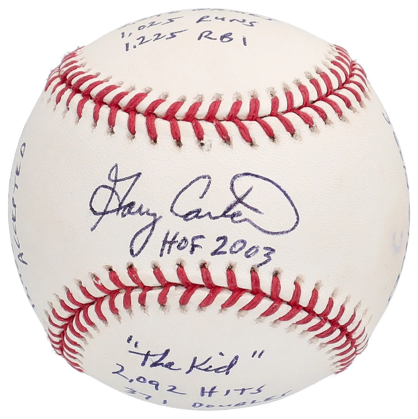 Gary Carter Signed Heavily Inscribed STAT Major League Baseball Beckett & RJ COA