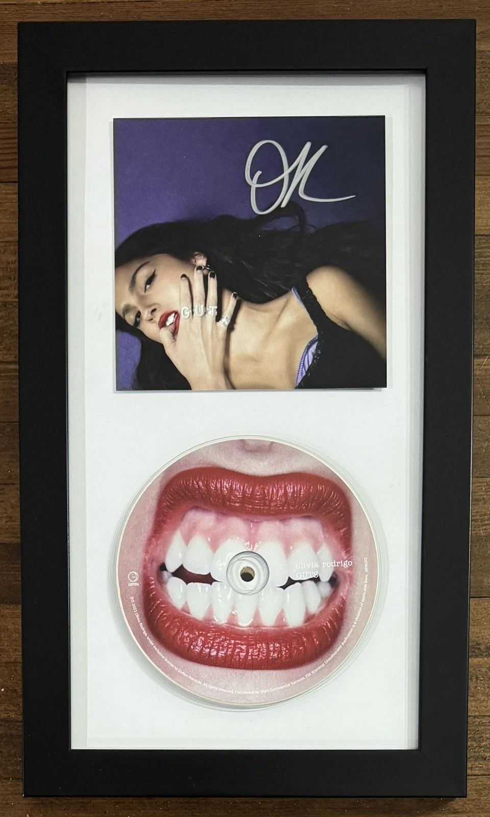 FRAMED Olivia Rodrigo GUTS CD & SIGNED Cover Picture Autographed BAS Beckett COA