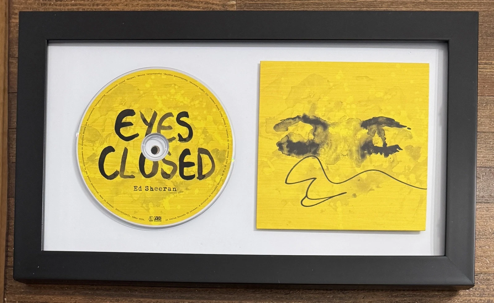 FRAMED ED SHEERAN SIGNED EYES CLOSED CD COVER & CD BECKETT BAS COA AUTOGRAPH
