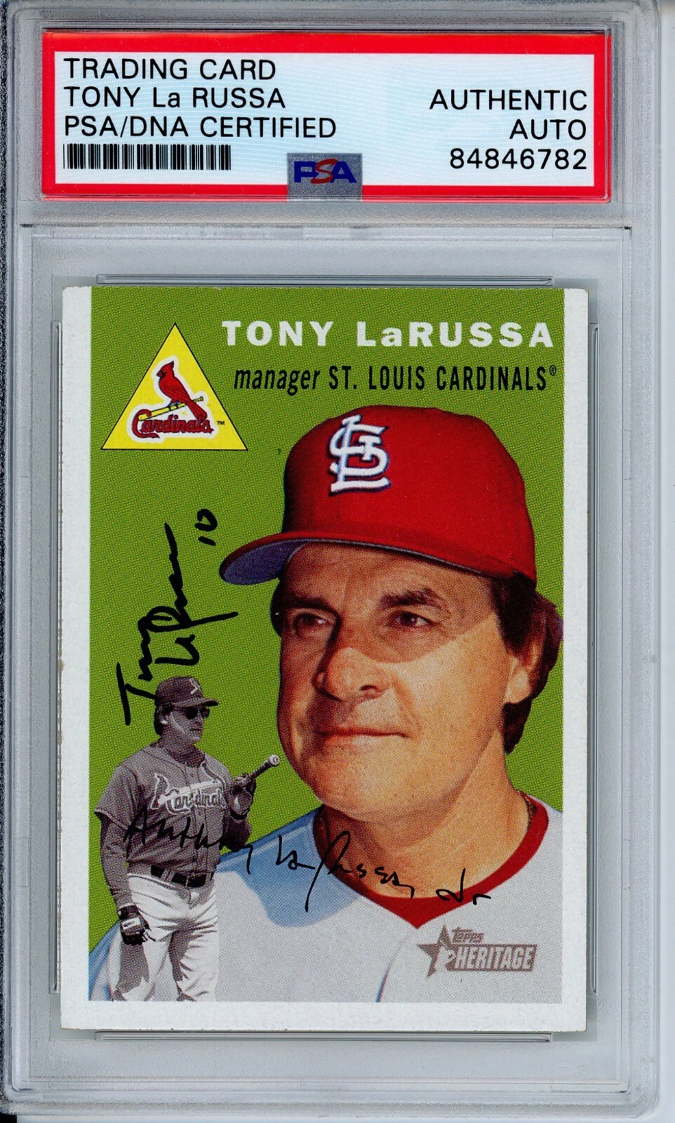 2003 Topps Heritage Tony LaRussa HOF Signed Card PSA DNA COA Autograph Cardinals