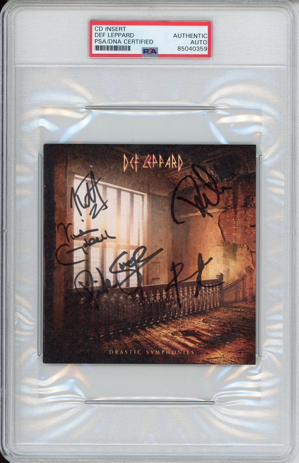 DEF LEPPARD FULL BAND SIGNED AUTOGRAPHED CD COVER ART CARD PSA DNA CERTIFIED COA