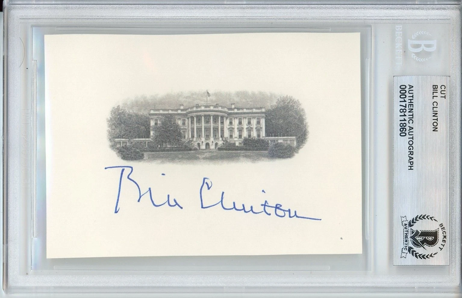 President Bill Clinton SIGNED AUTOGRAPH White House Engraving BECKETT BAS COA