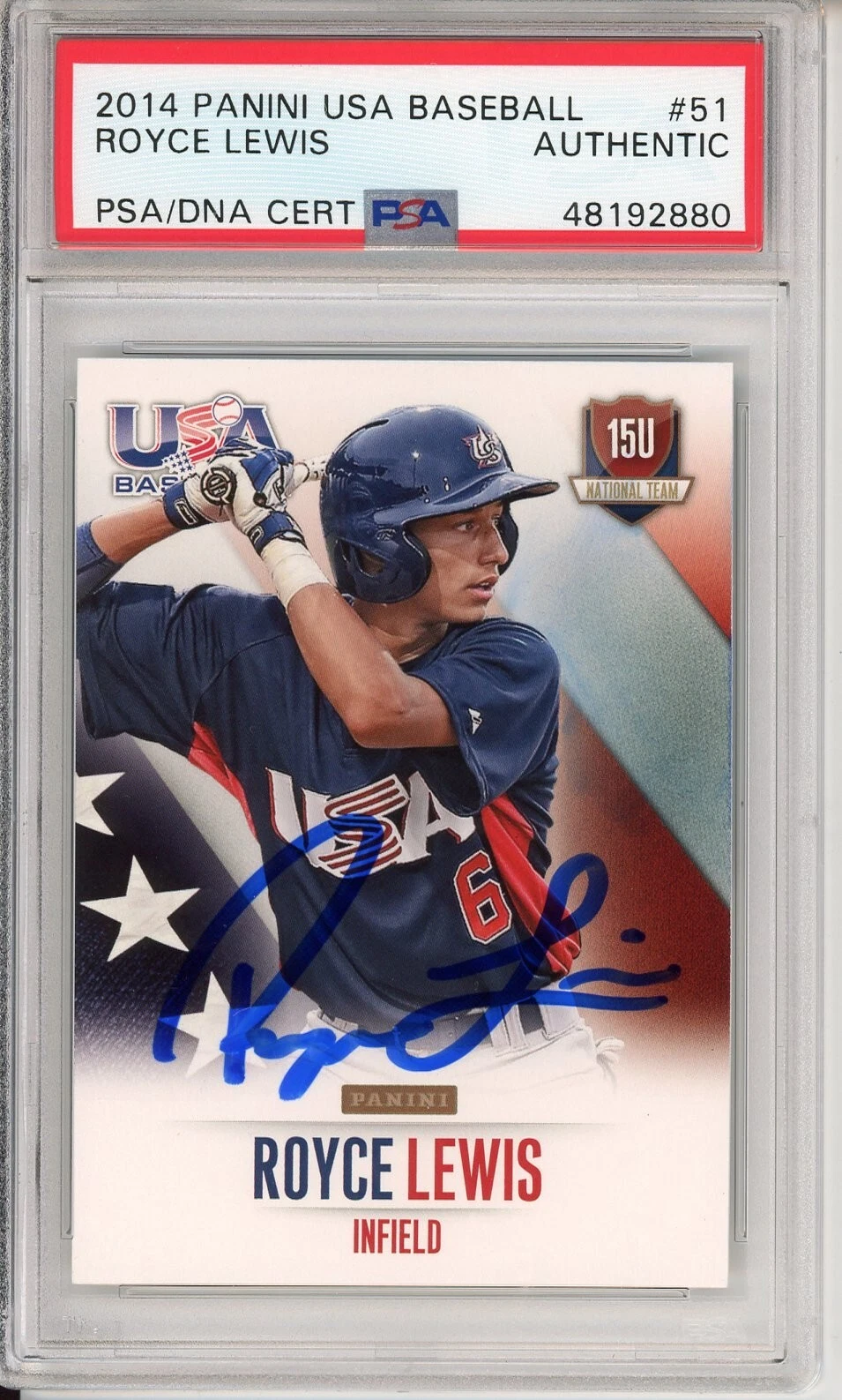 2014 Panini USA Baseball Royce Lewis SIGNED Rookie Card Autograph PSA DNA COA