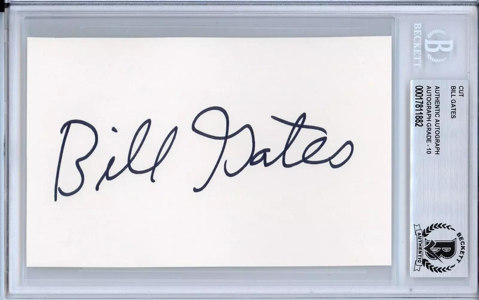 SIGNED Bill Gates  CUT Microsoft Founder Beckett BAS COA GEM MINT 10 AUTOGRAPH