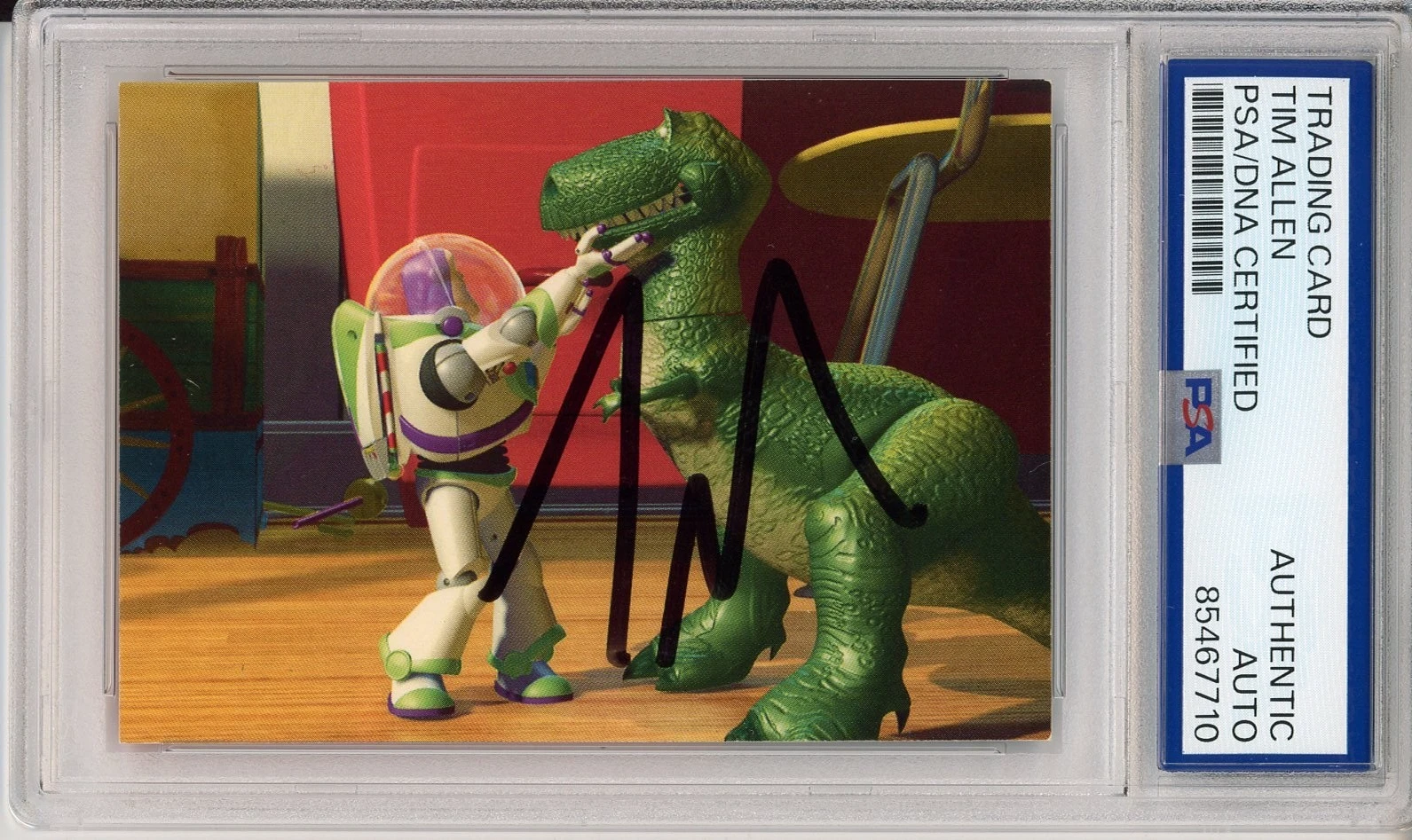 1995 DISNEY SKYBOX TOY STORY #8 BUZZ LIGHTYEAR SIGNED CARD TIM ALLEN PSA DNA COA