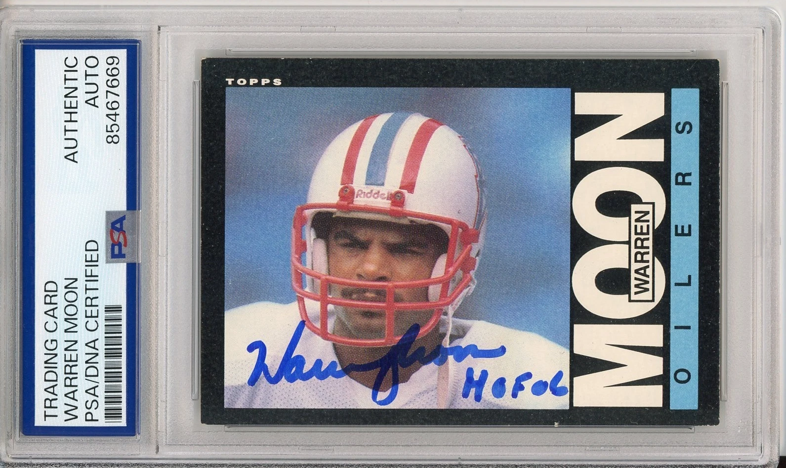 1985 TOPPS FOOTBALL WARREN MOON SIGNED HOF ROOKIE RC PSA DNA COA AUTOGRAPHED