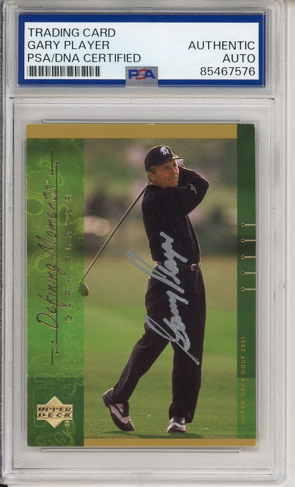 2001 UPPER DECK GOLF GARY PLAYER SIGNED TRADING CARD PSA DNA COA AUTOGRAPH HOF