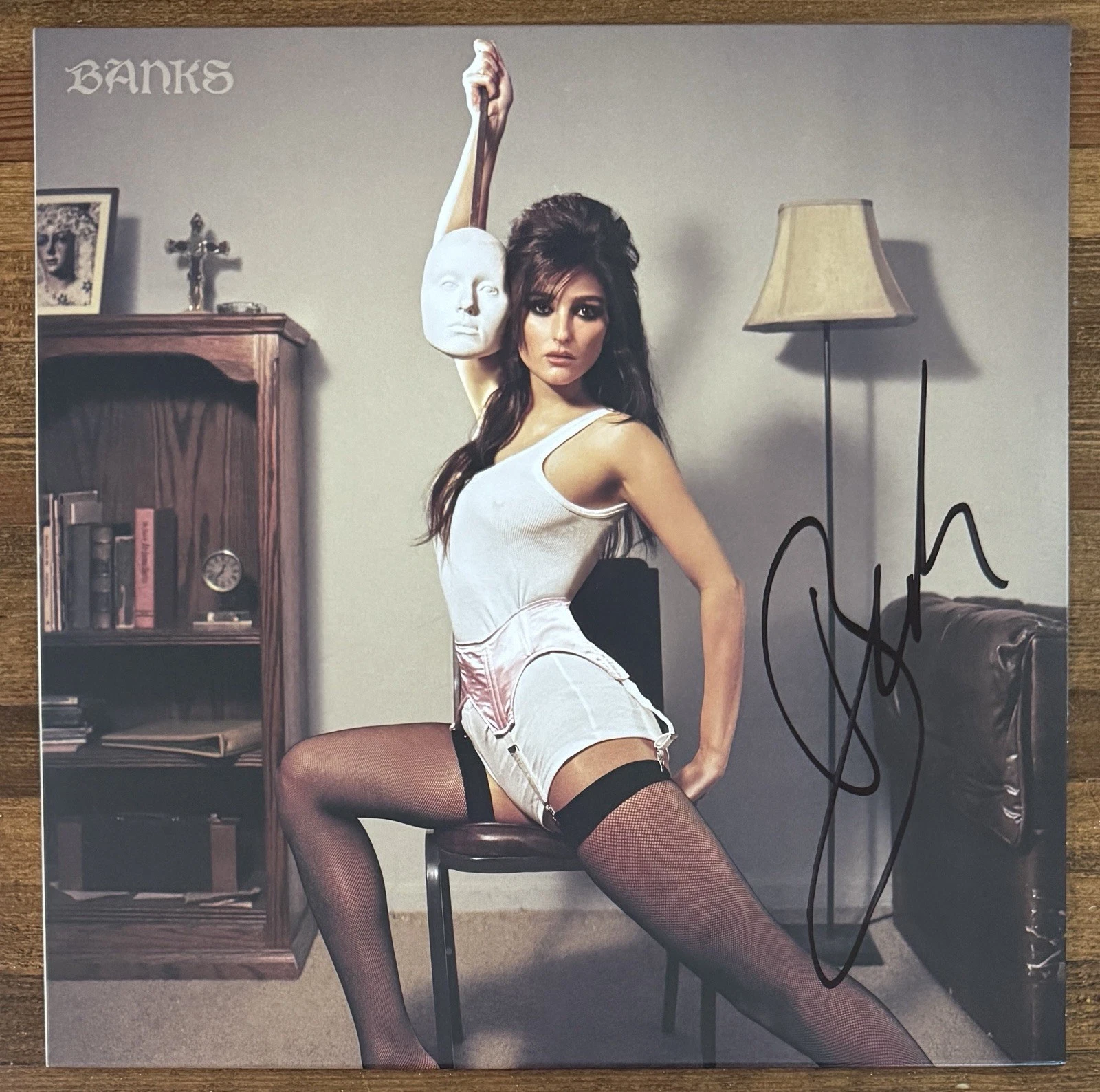 Banks SIGNED Off With Her Head Maroon Vinyl LP Cover Autographed BAS Beckett COA