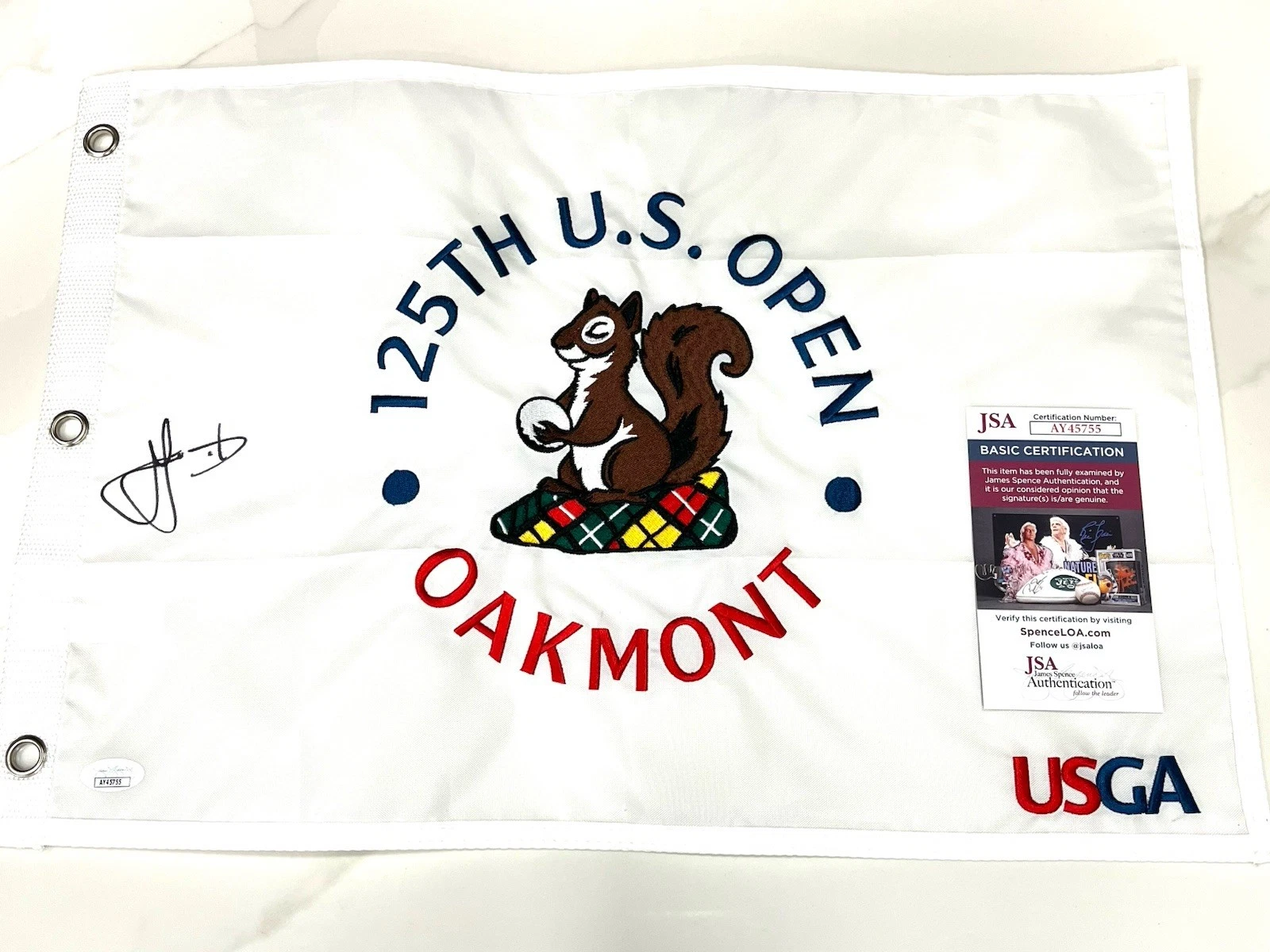 Cam Smith Hand Signed 2025 US Open Flag Oakmont Autographed JSA Cert 3