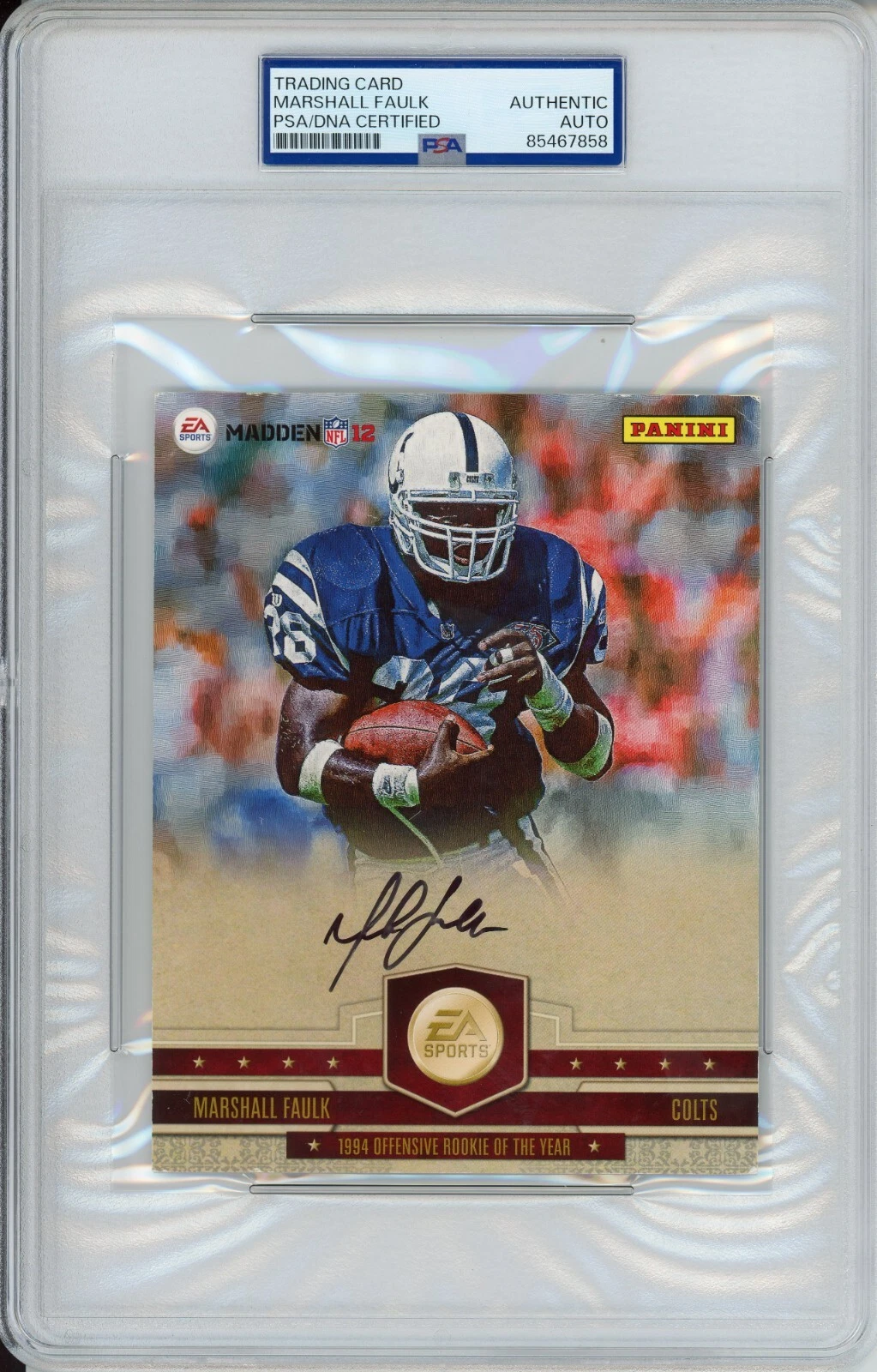 Marshall Faulk SIGNED Madden 12 EA Sports Panini Card PSA DNA COA Autographed